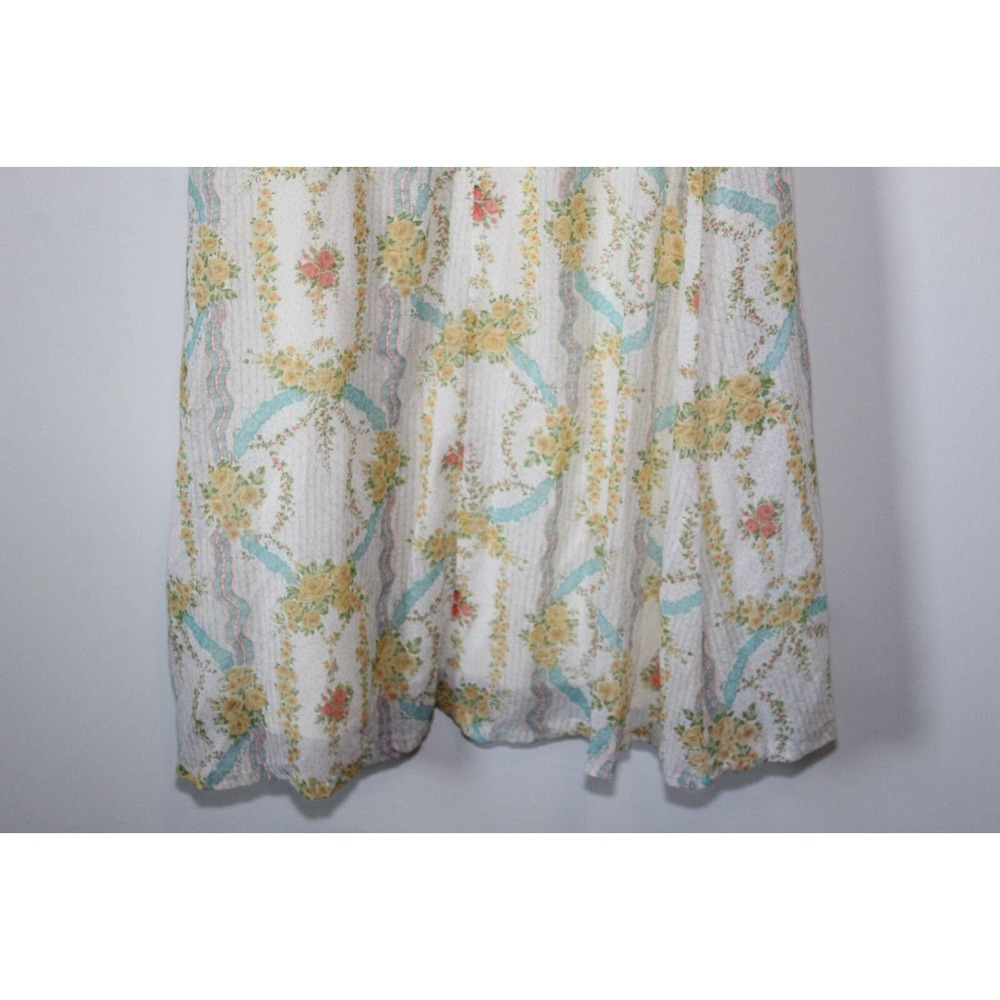 Vintage Floral Prairie Peasant Lace Maxi Dress Bridgeton Ivory Women's 13 H14102 - Picture 11 of 11